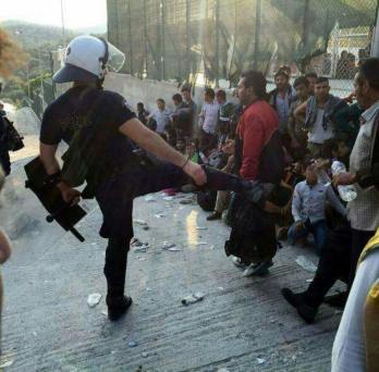 Police Kick at Moria (taken by refugee)